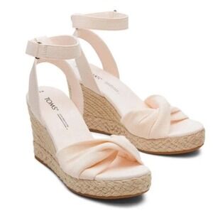 TOMS Marisela Wedge Heel Sandals Sz 6 Dusty Pink Preppy Resort Comfort Wedding